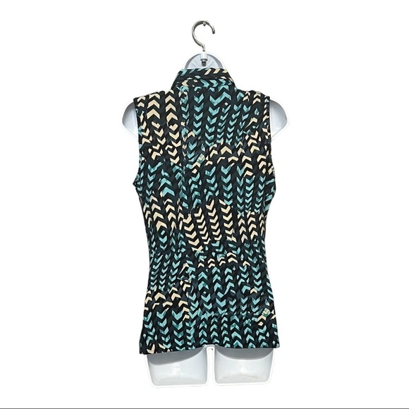 BCBGMaxAzria Chevron Top Women’s Casual Sleeveless Multi-Color Button Up Shirt M - Picture 2 of 5